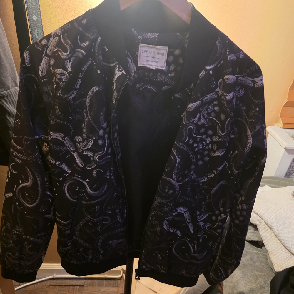 Eleven Paris Black and Gray Bomber Jacket